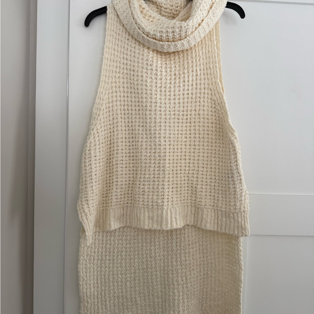 Free People Cream Cowl Neck Sweater